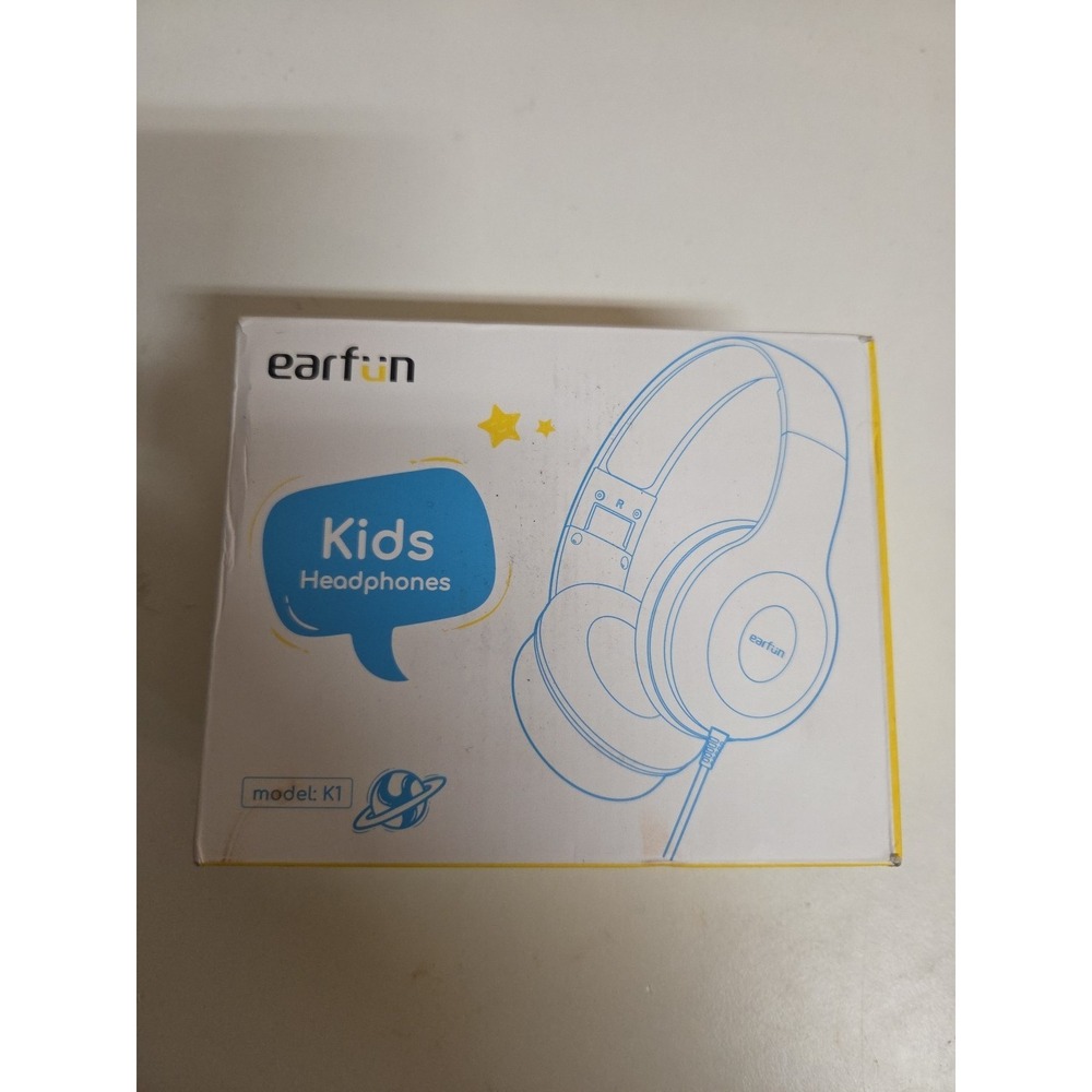 EarFun Kids Wired Headphones Model K1 Volume Limit Sharing Jack Black Red New